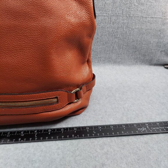 Realer Brown Pebbled Faux Leather Hobo Shoulder Bag With Gold Accents - Picture 7 of 11